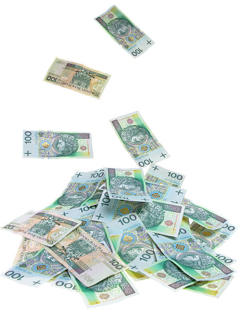Cash - let it rain A Polish money 100 zlotys rain polish zloty photos stock pictures, royalty-free photos & images