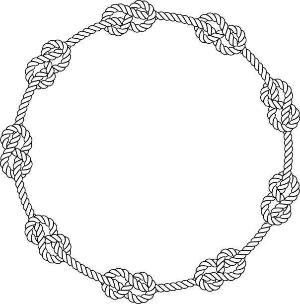 Vector illustration of circular rope woven frame