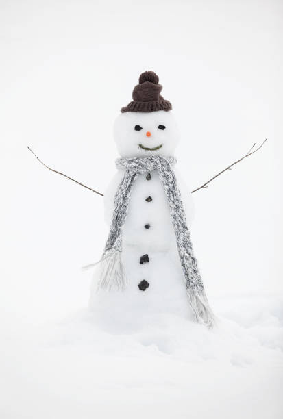 istock Snowman wearing knit hat and scarf 177242032