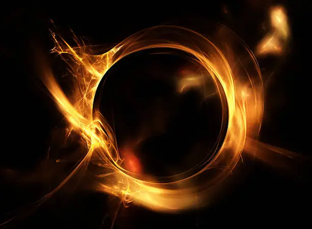 Abstract fiery circle on a black background