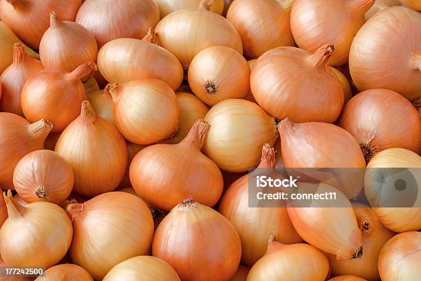 Yellow Onions Crop Stock Photo - Download Image Now - Backgrounds, Brown, Close-up
