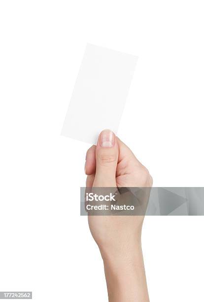 En Blanco Tarjeta De Negocio De La Mano De Mujer Foto de stock y más banco de imágenes de Agarrados de la mano - Agarrados de la mano, Mano humana, Tarjeta de felicitación