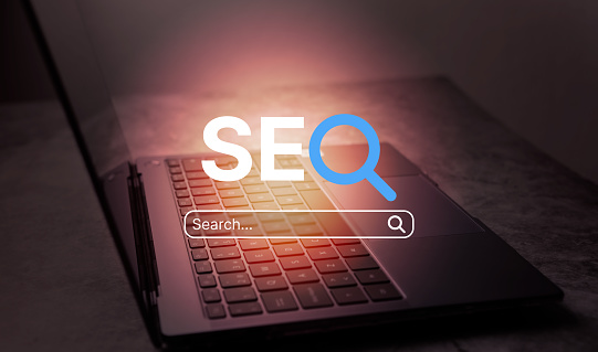 SEO Search Engine Optimization concept. Ranking traffic on website. Digital marketing business technology.