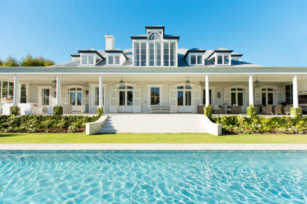 istock Exterior luxury house and swimming pool 177243021