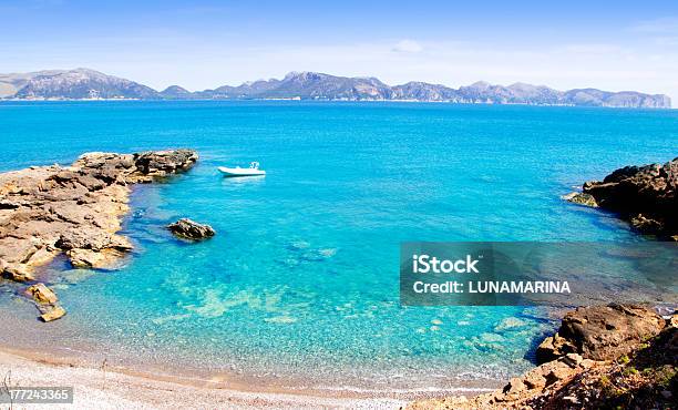 Alcudia In Mallorca La Victoria Turquoise Beach Stock Photo - Download Image Now - Bay of Alcudia, Bay of Water, Sea