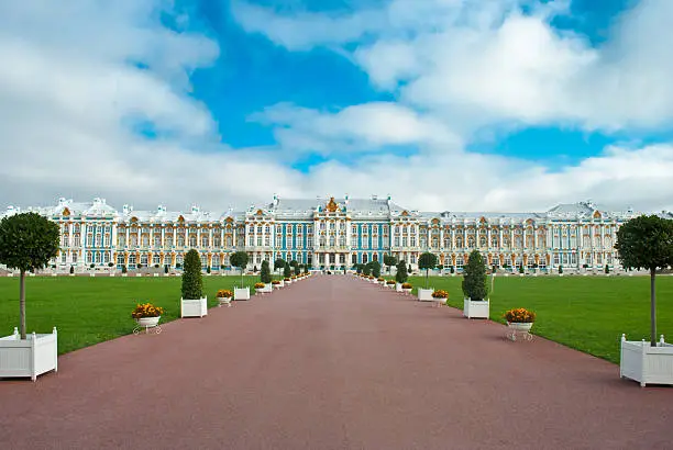 View of the main building complex of Tsarskoye Selo.