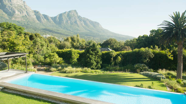 istock Luxury swimming pool with mountain view 177243687