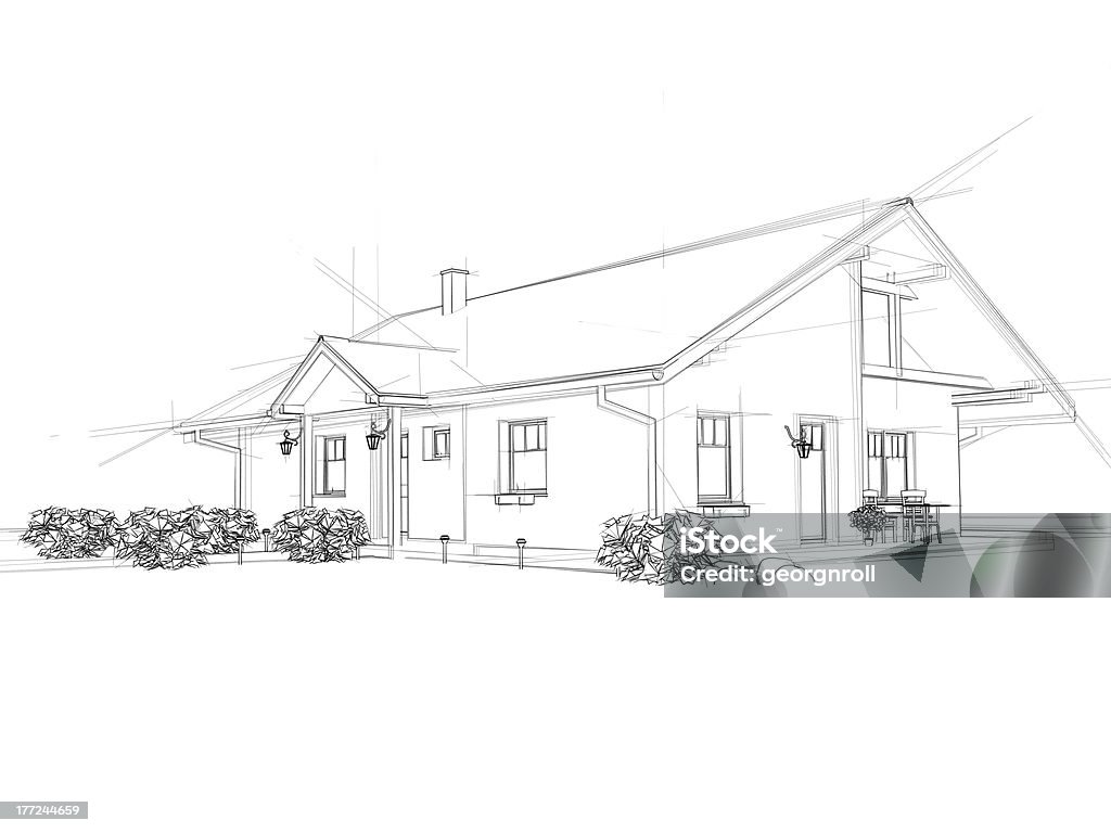 House Drawing Stock Photo - Download Image Now - House, Blueprint ...