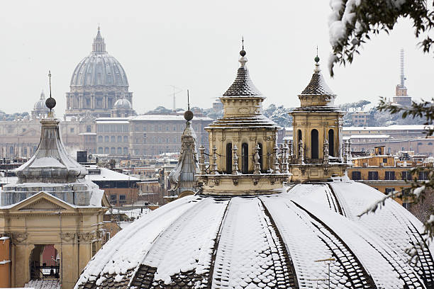 istock View of rooftops of Rome with snow from Borghese gardens 177245241