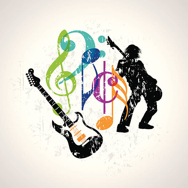 ilustrações de stock, clip art, desenhos animados e ícones de fundo musical - popular music concert singer silhouette musical band