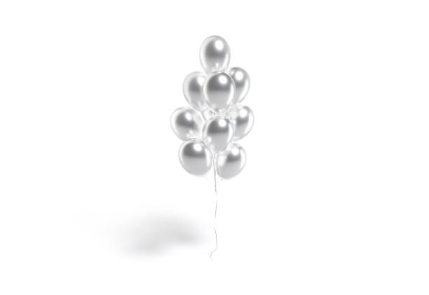 istock Blank silver round balloon bouquet mockup, front view 1772453075