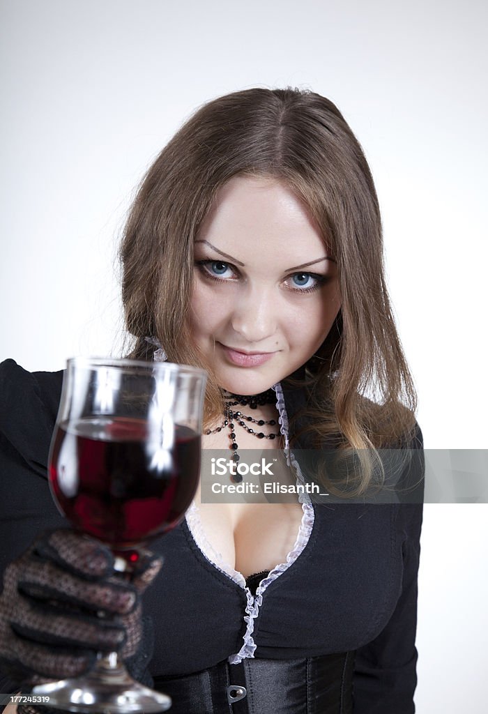 Sensual de olho azul mulher com Copo de Vinho - Royalty-free 20-24 Anos Foto de stock