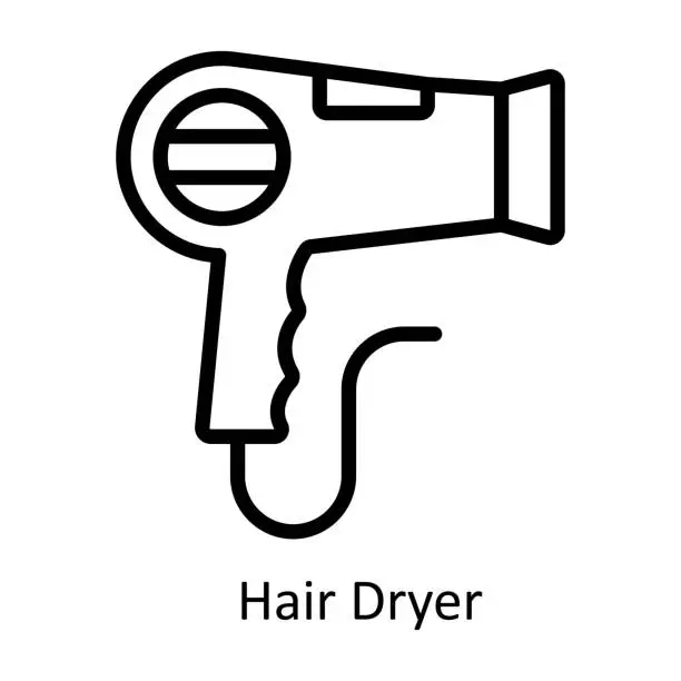 Vector illustration of Hair Dryer vector  outline Design illustration. Symbol on White background EPS 10 File