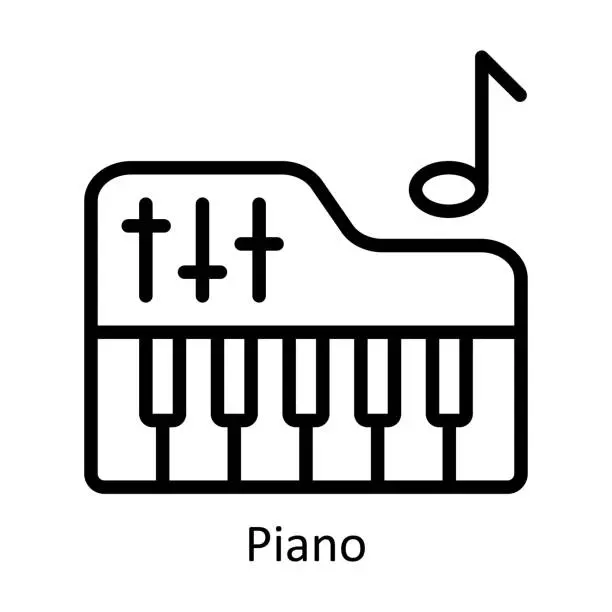 Vector illustration of Piano vector  outline Design illustration. Symbol on White background EPS 10 File