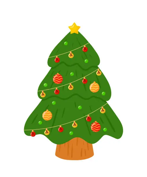 Vector illustration of Christmas Tree Icon Cartoon Animated Vector Illustration
