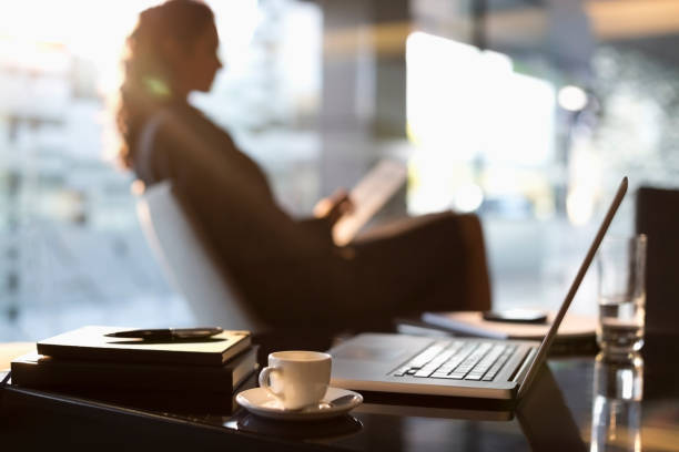 istock Businesswoman using digital tablet in lobby 177245749