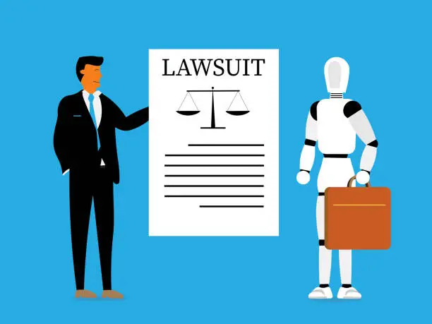 Vector illustration of AI lawsuit