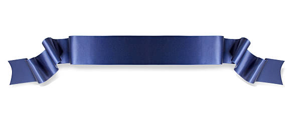 istock Glossy blue ribbon banner on white background 177245998