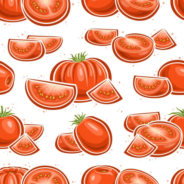 Vector illustration of Vector Red Tomato seamless pattern