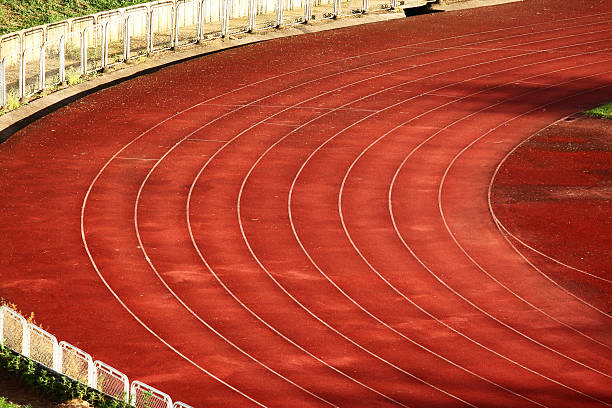 istock The Curves of an Athletics Track with a Red Surface. 177246287