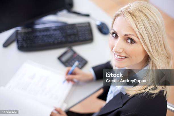 Beautiful Businesswoman Doing Finances Stock Photo - Download Image Now - Financial Advisor, Tax Form, Females