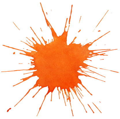 Blot of orange watercolor isolated on white