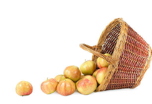 istock apples pour out from a basket on  white background 177247556