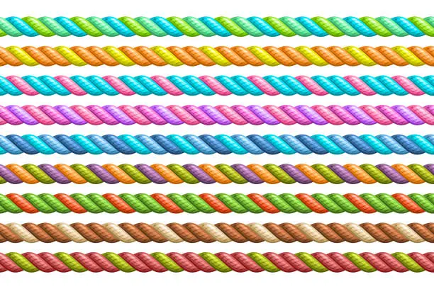 Vector illustration of Vector Seamless Rope Set