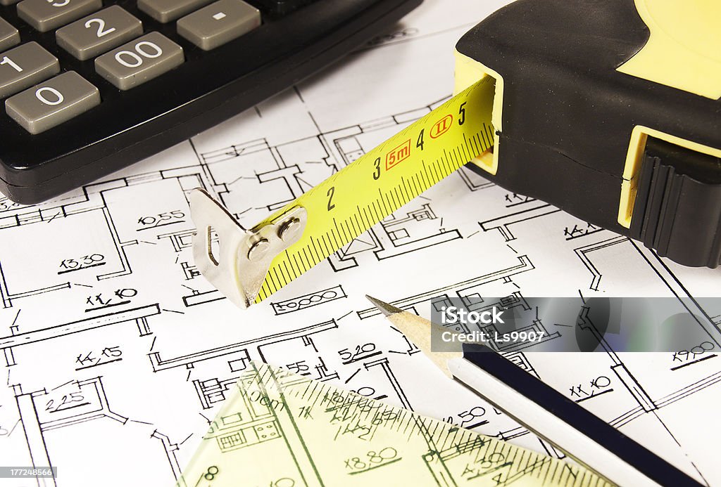 House plan House architecture plan  on paper Architect Stock Photo