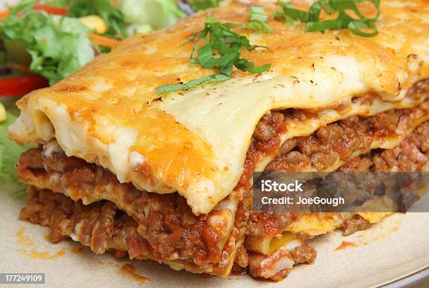 Beef Lasagna Stock Photo - Download Image Now - Baked, Basil, Bechamel Sauce