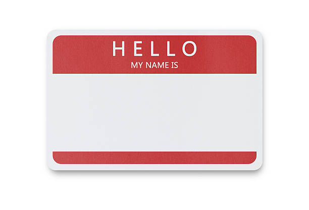 Red and white blank name tag on a white background Blank name tag isolated on white background with clipping path gift tag note photos stock pictures, royalty-free photos & images