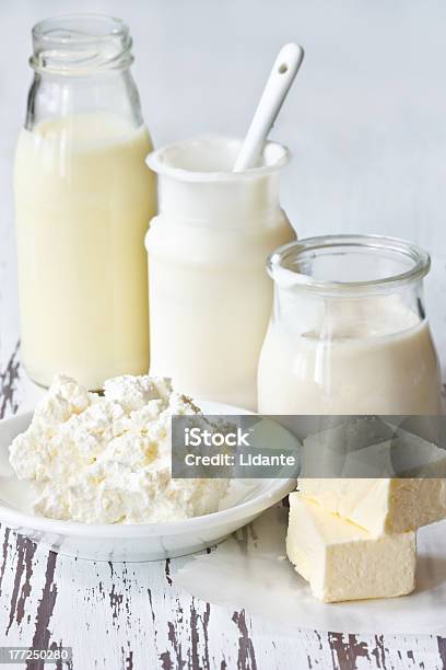 Dairy Products Stock Photo - Download Image Now - Blue, Breakfast, Butter