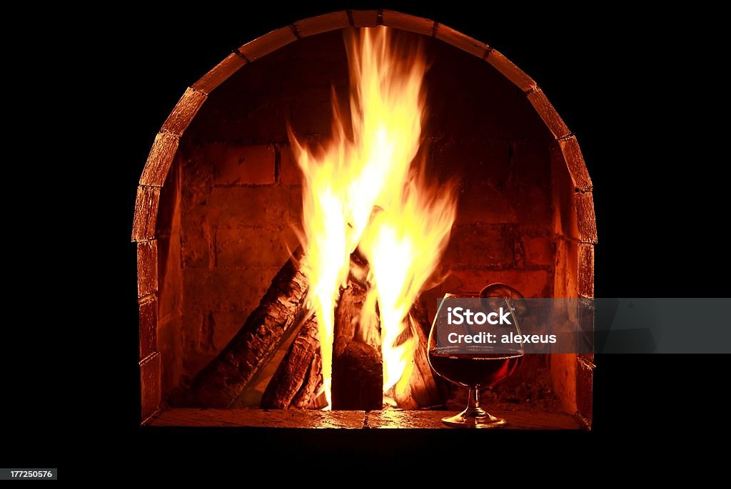 Fireplace cognac lemon Alcohol - Drink Stock Photo