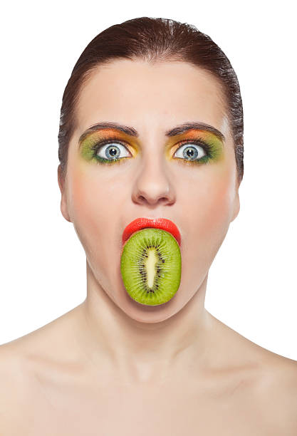 istock Beauty woman with kiwi 177250723