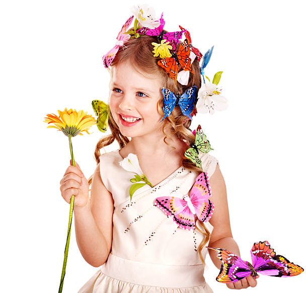 istock Child in spring hairstyle and butterfly. 177251637