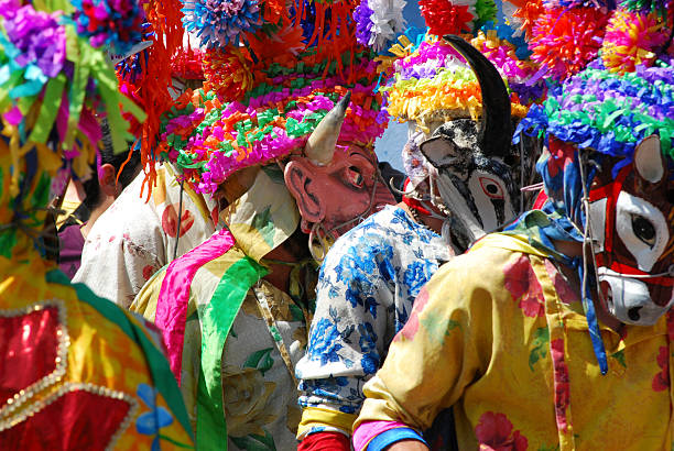 Carnival with masks in Mexico stock photo