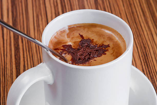 istock Close-up of the coffee cup with chocolate slices 177252628