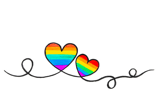 LGBT Pride Month heart drawing with rainbow colors