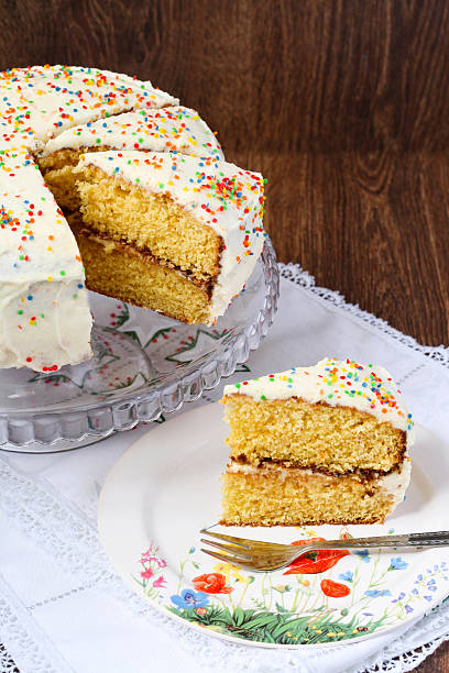istock Layer cake with white frosting decorated hundreds and thousands 177254391