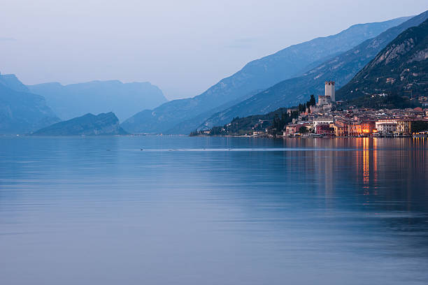 Malcesine and his Castello Scaligero at dusk.