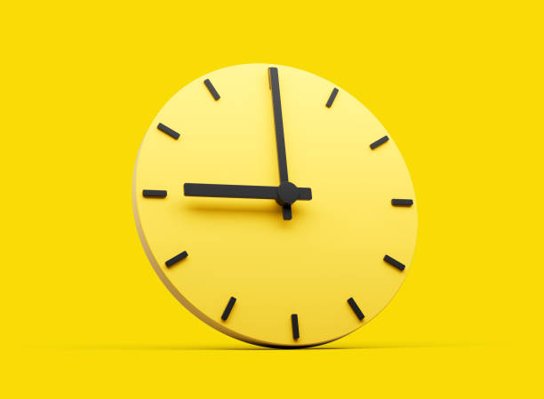 istock 3d Simple Yellow Round Wall Clock 9 O'Clock Nine O'clock On Yellow Background 3d illustration 1772553130