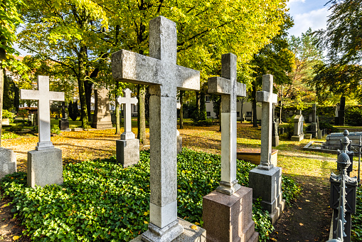 Cemetery cross with sun