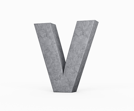 3d Concrete Capital Letter V Alphabet V Made Of Grey Concrete Stone White Background 3d Illustration
