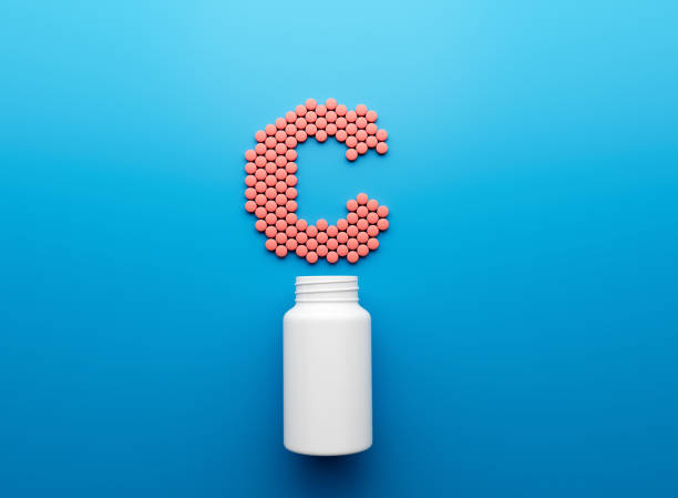 istock 3d Empty White Pill Bottle With C Text Made Of Rounded Vitamin C Tablets 3d Illustration 1772557584