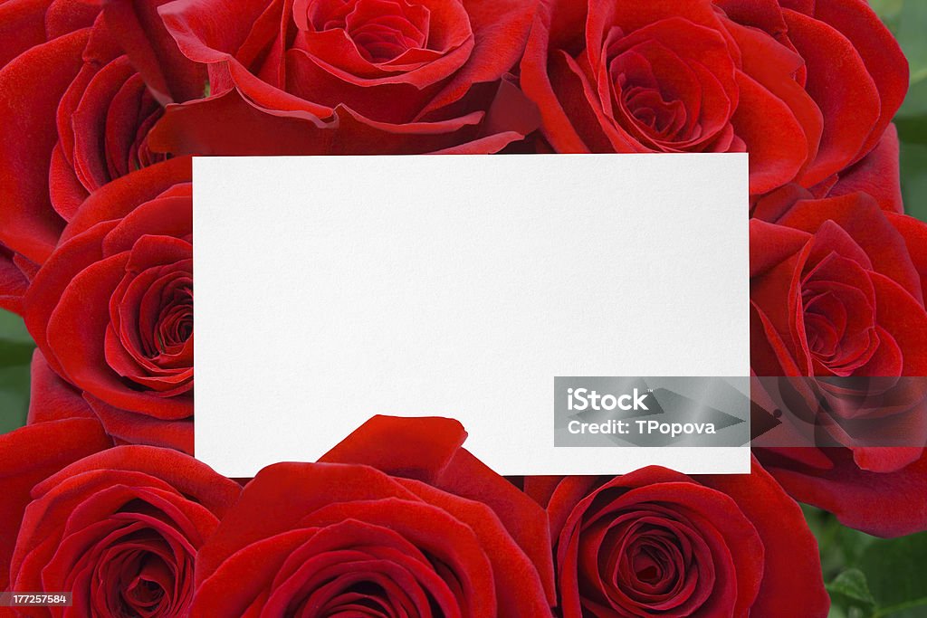 Cartão de papel e bouquet de rosas - Royalty-free Amor Foto de stock