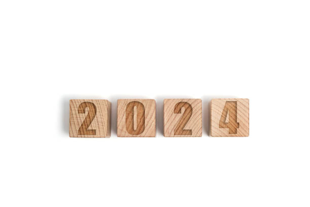istock Wooden cubes with numbers 2024, white background. 1772579857