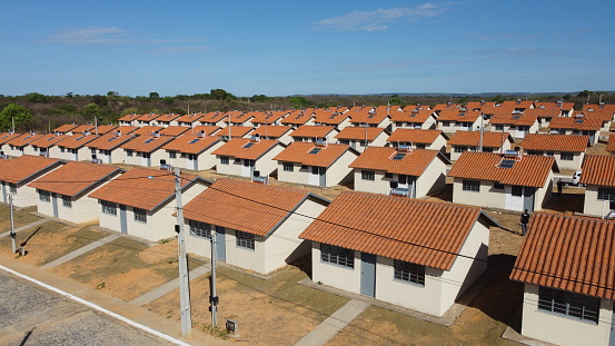 santa maria da vitoria, bahia, brazil - october 23, 2023: view of a condominium of popular houses from the Minha Casa, Minha Vida program in the state of Bahia.