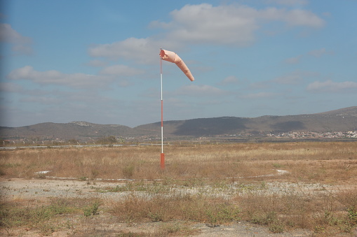 monte santo, bahia, brazil - october 31, 2023: windsock instrument for measuring wind direction, seen at an airport in Bahia.