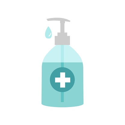 Hand sanitizer pump bottle, washing gel, alcohol gel.Vector illustration isolated on white background