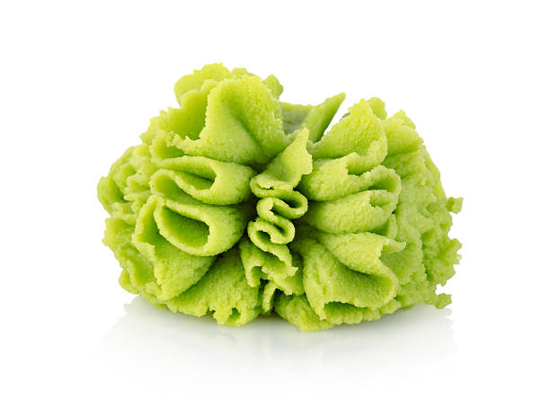 Close up of green Wasabi cabbage stock photo